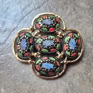 Vintage Sarah Coventry Enamel Brooch with Floral Design Made In Canada